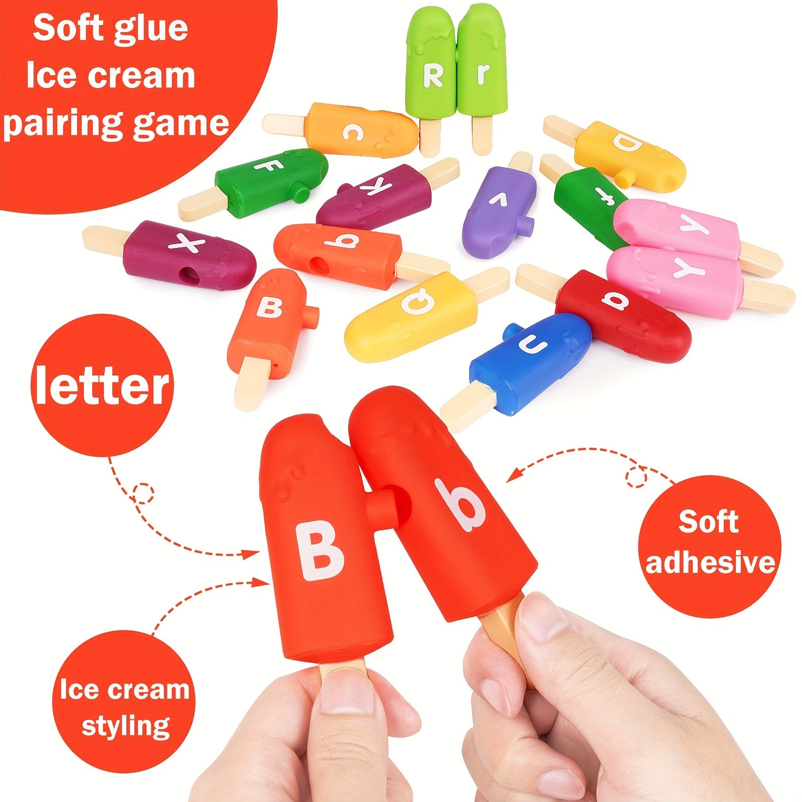 Peuter Alfabet Letters Matching Leerspeelgoed | 26 Stuks Dubbelzijdige ABC Letters | Popsicle Alphabet Match Spel | Kleur Sorting & Fijne Motoriek