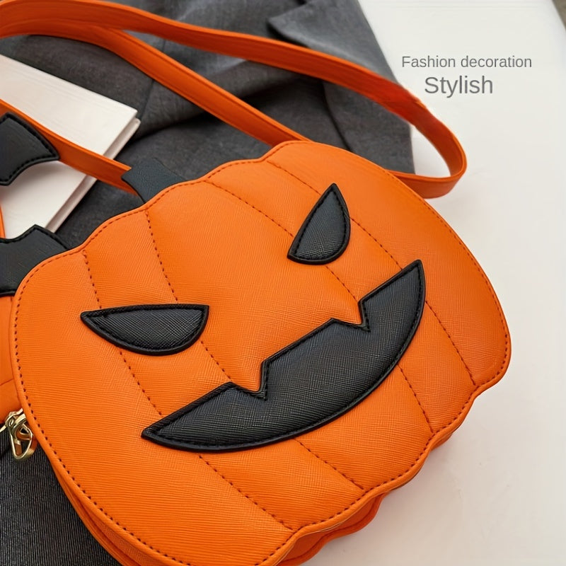 Pompoen halloween schoudertas - grappige crossbody bag in contrasterende kleuren | perfect festival accessoire