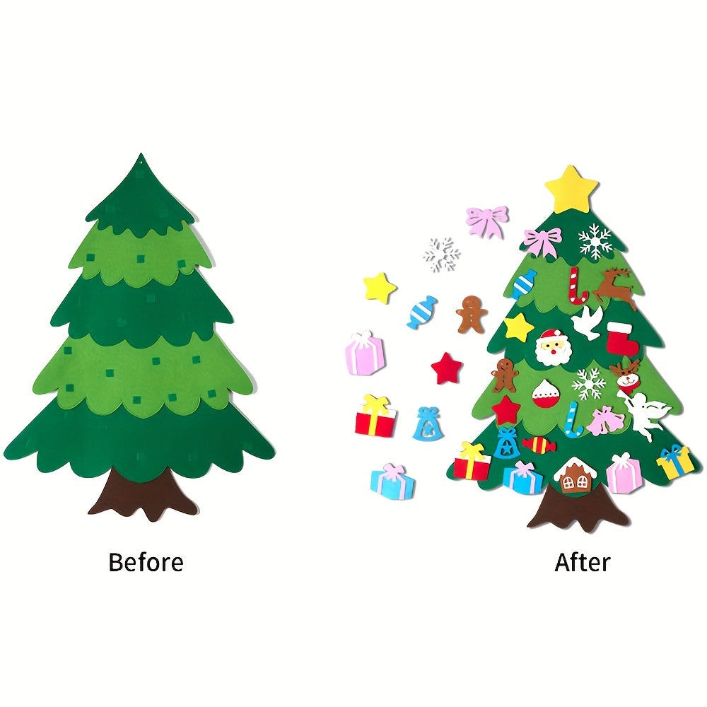 DIY Vilt Kerstboom met Ornamenten | Muurdecoratie Knutselset voor Kerstmis