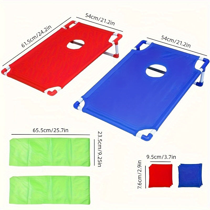 Opvouwbaar Cornhole Spel – 1 Stuks Rood of Blauw Draagbaar Cornhole Game met 6 Bean Bags | Buitenspel voor Feestjes, Camping & Familieplezier, PVC Materiaal