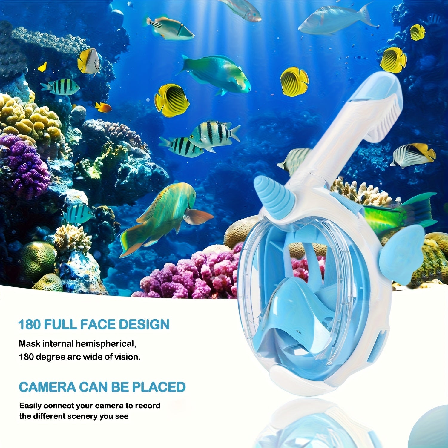 Full Face Snorkelmasker voor Kinderen - 180° Panoramisch Duikmasker met Cartoon Design voor Jongens en Meisjes - Zwem- en Duikbril Speelgoed