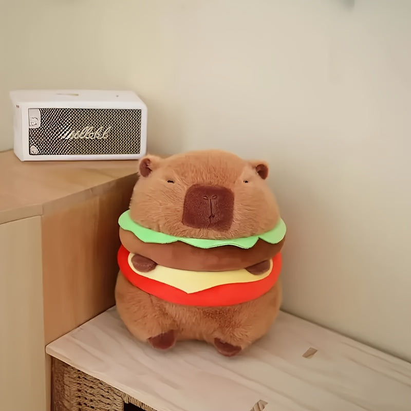 Zacht Pluche Hamburger Capybara Speelgoed | Gemengde Kleuren, Ideaal Cadeau voor Kinderen 0-3 Jaar, Knuffelvriend voor Peuters