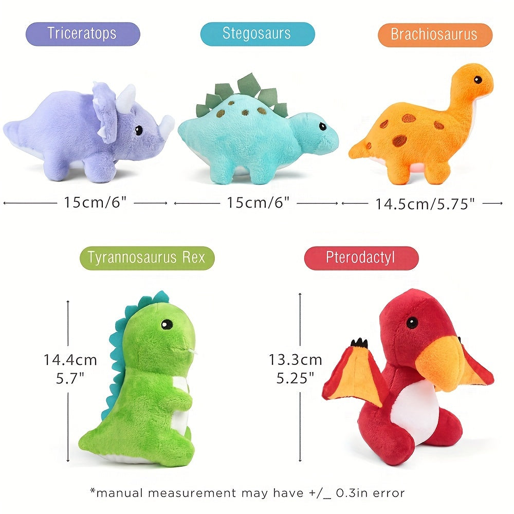 Zachte Pluche Dinosaurus Knuffel Set voor Kinderen vanaf 3 Jaar - 5 Dino Vriendjes en Gevuld Dino-Ei voor Jongens en Meisjes - Leuk Cadeau