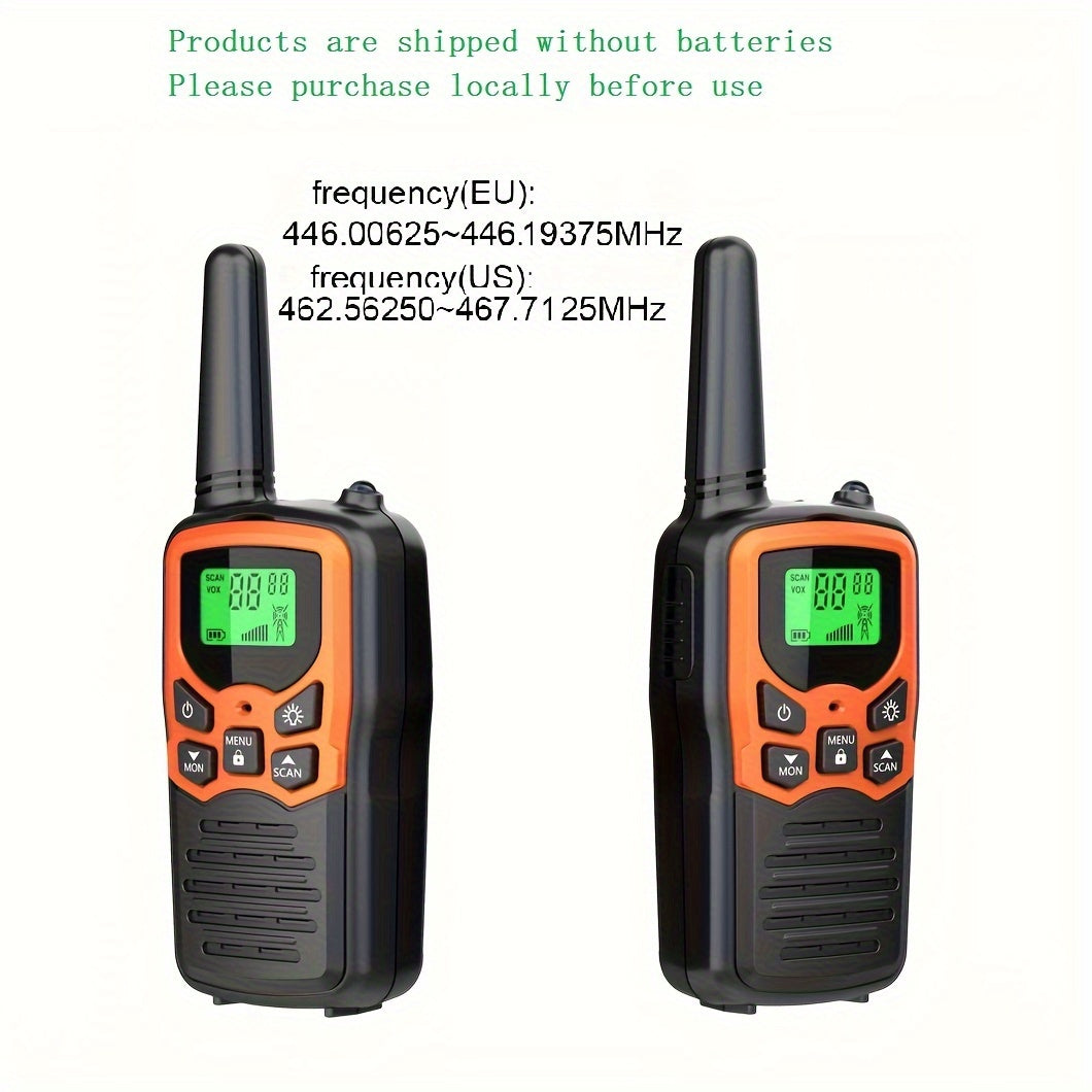 2-Pack Walkie Talkies | 8KM Bereik, LCD, Outdoor Kamperen