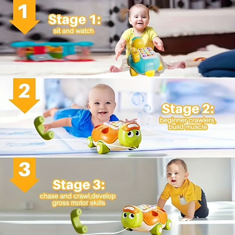 Muzikale Speelgoedtelefoon voor Baby en Peuter - Educatief Schildpad Speeltje met Licht en Geluid voor Jongens en Meisjes - Eerste Telefoon voor Kinderen vanaf 1 Jaar