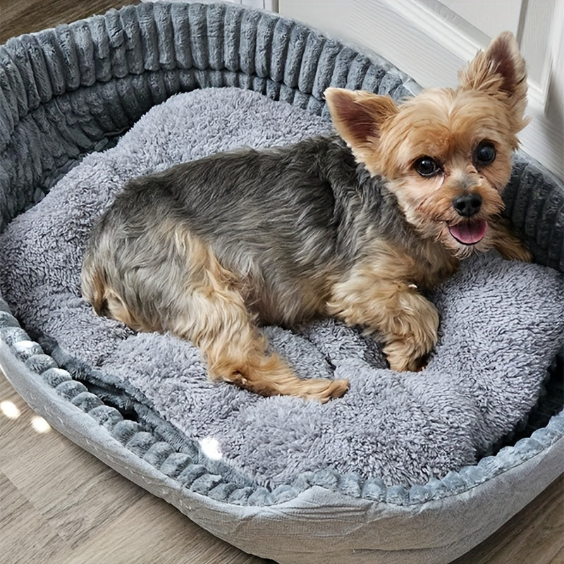Luxe Pluche Hondenmand voor Extra Kleine Honden - Comfortabel en Wasbaar Hondenkussen van Polyester - Duurzame Grijze Mand voor Alle Seizoenen