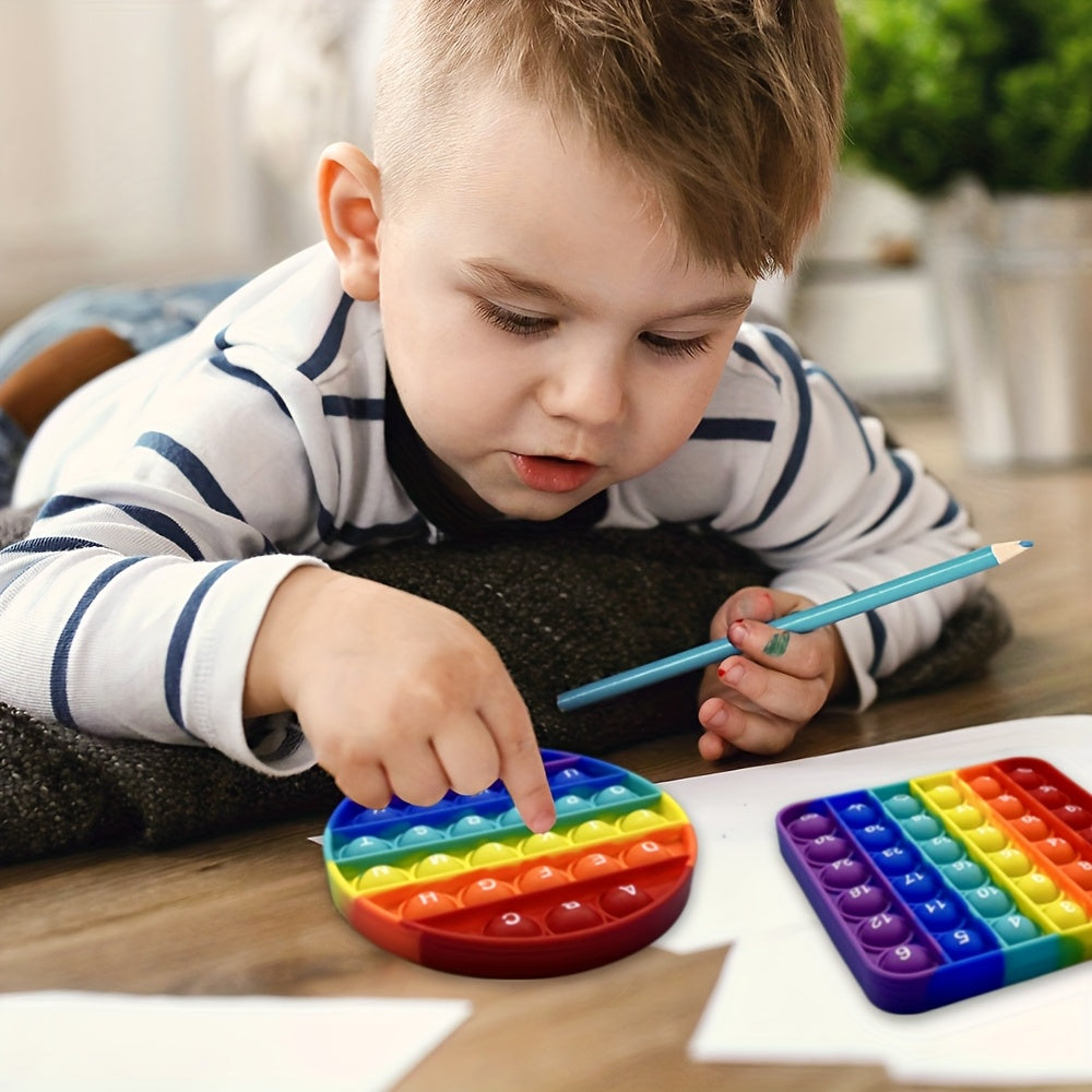 2-in-1 Cijfers & Letters Fidget Toys | Educatief Bubbelspel voor Peuters (Vierkant + Cirkel)