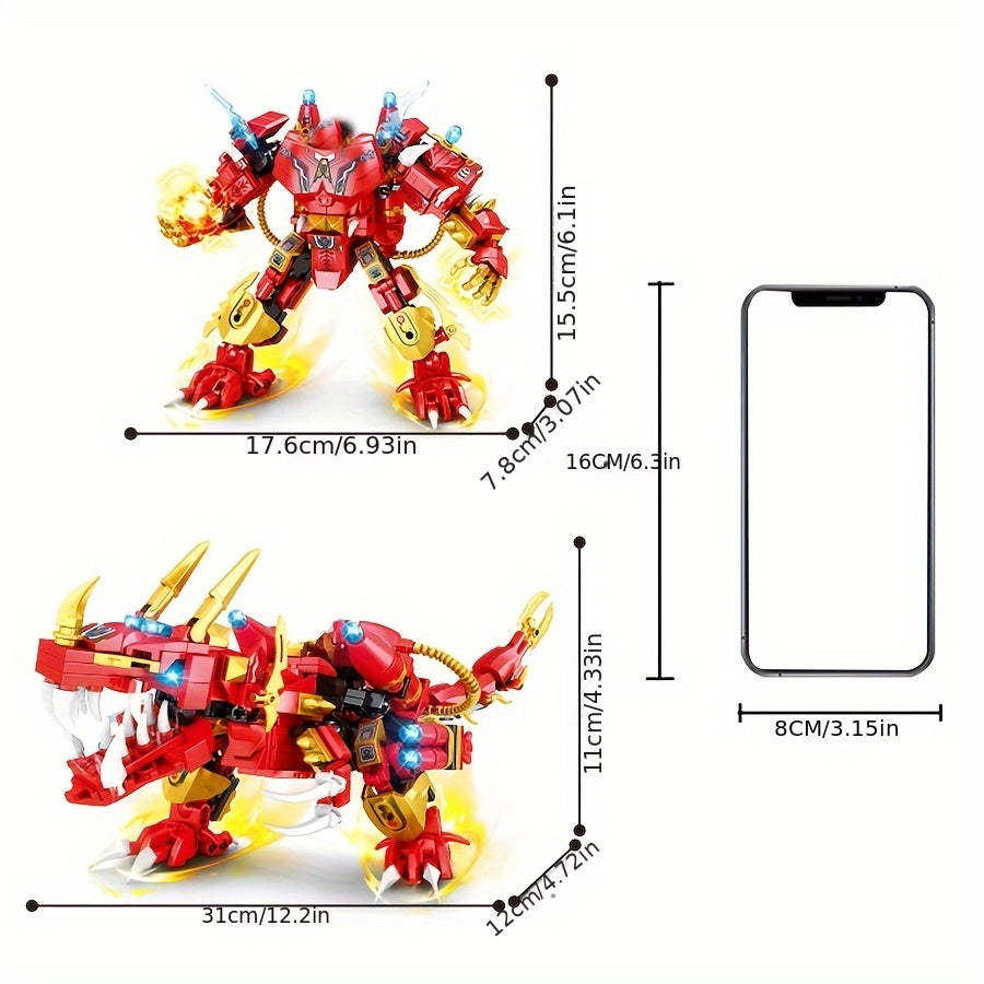 Mechanische Dinosaurusridder - Dubbele Modus Transformatie - Doe-het-zelf Educatief Bouwpakket - Halloween & Kerstcadeau