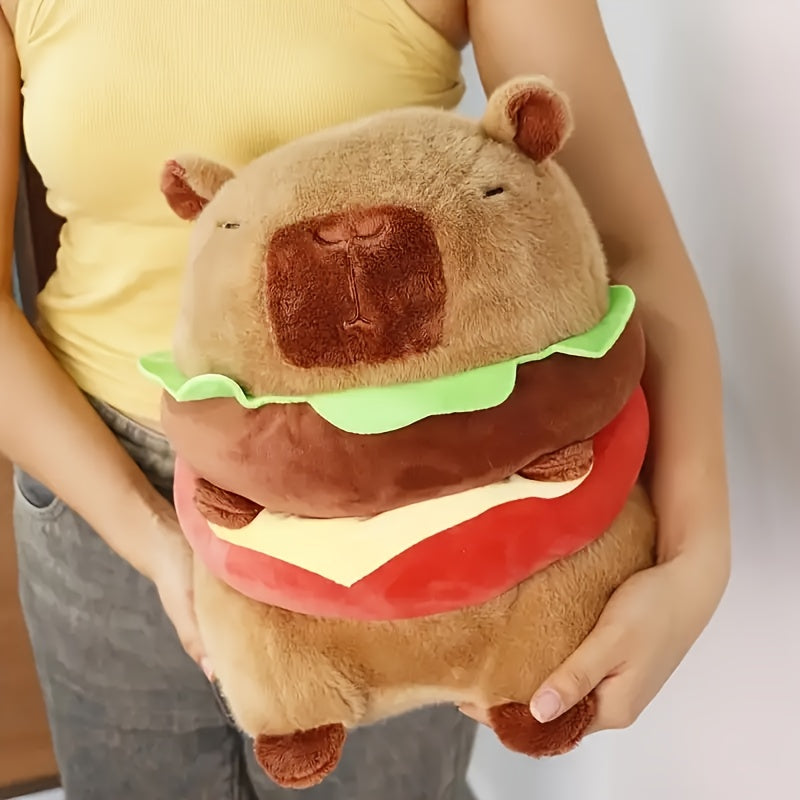 Zacht Pluche Hamburger Capybara Speelgoed | Gemengde Kleuren, Ideaal Cadeau voor Kinderen 0-3 Jaar, Knuffelvriend voor Peuters