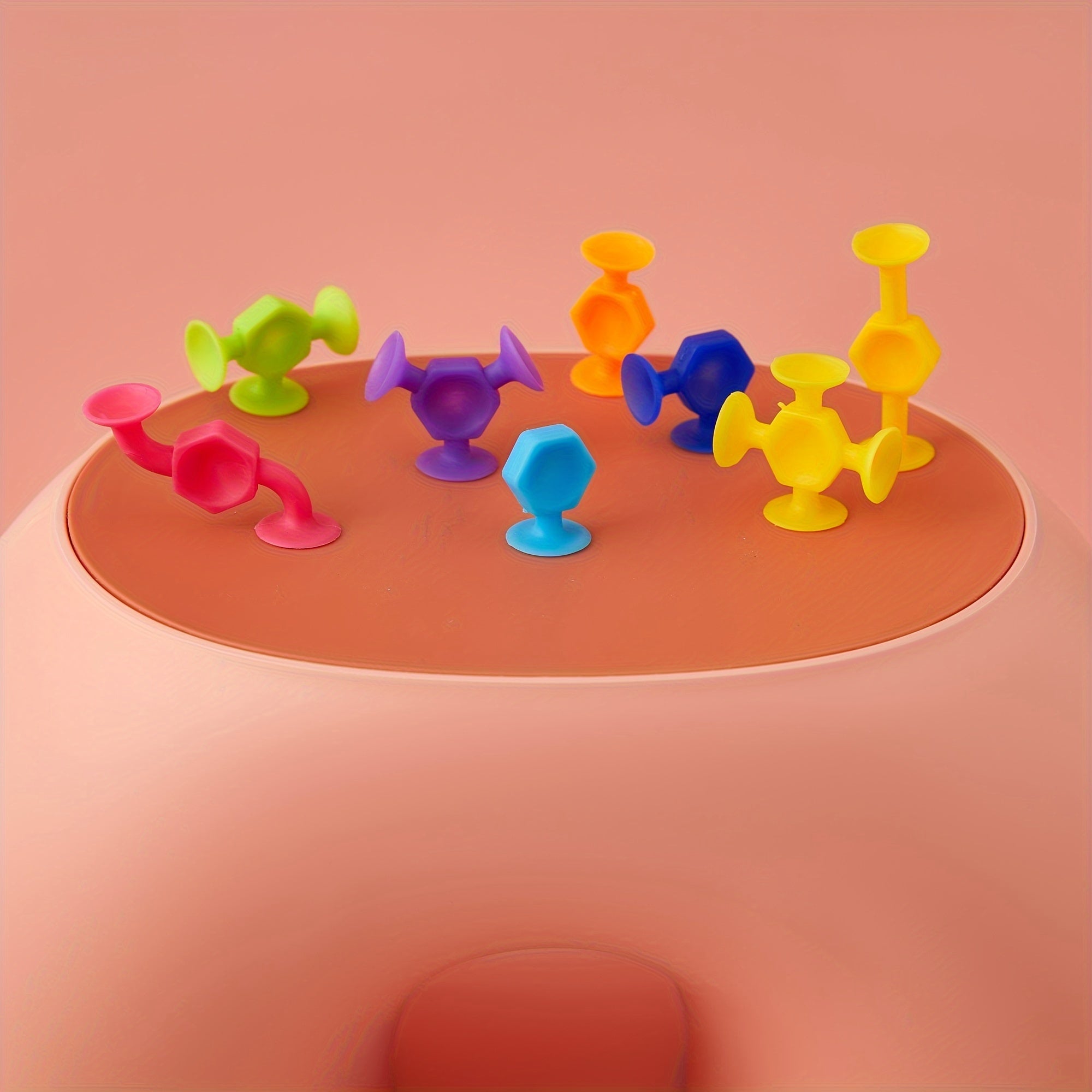 Zuignap Speelset met 18/48 Stuks | Zachte Siliconen Bouwblokken in Eierdoos, Sensorisch Fidget Speelgoed, Ideaal voor Reizen & Vakantie