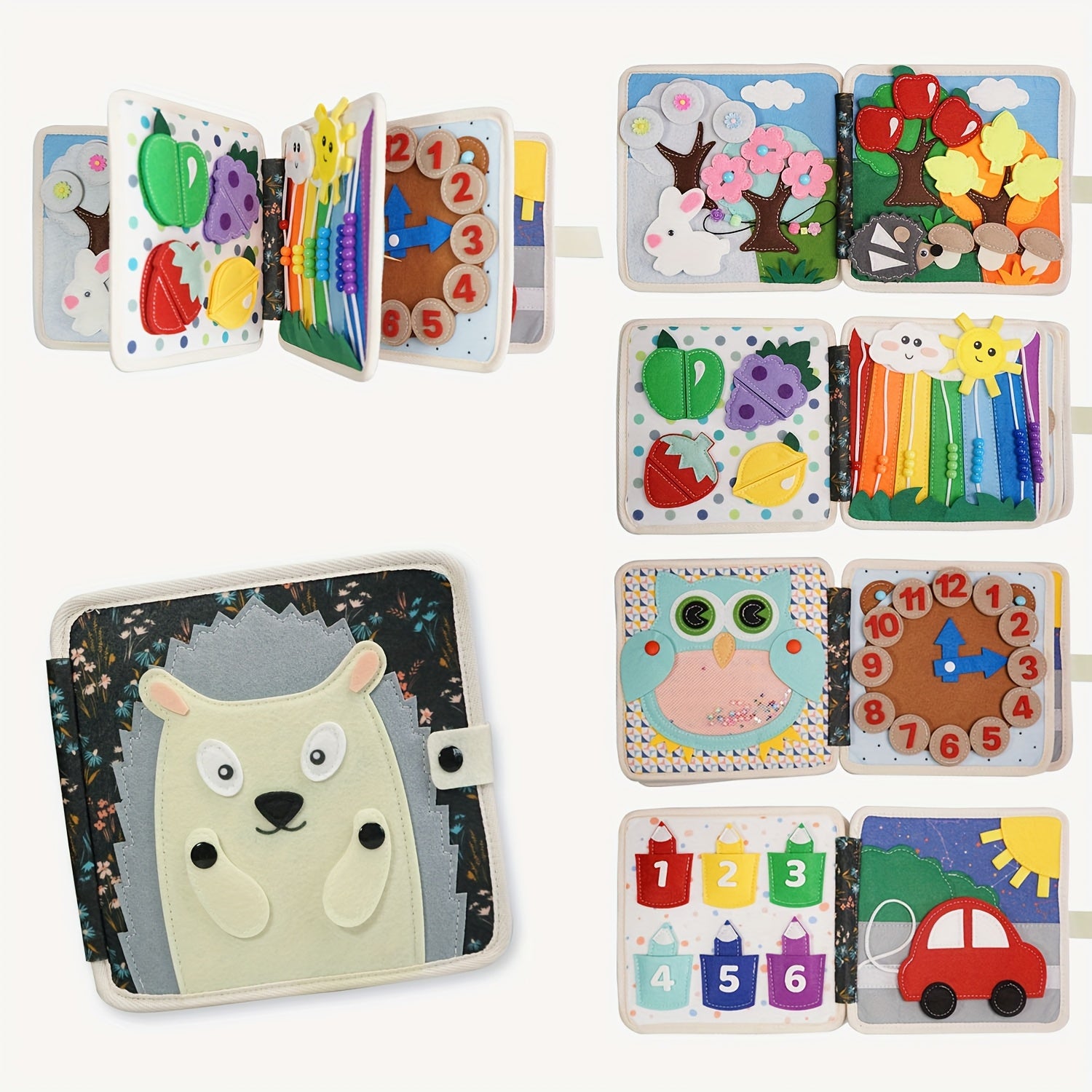 Interactief 3D Vilt Leerboek | Educatief Activiteitenboek met Kleuren, Dieren en Vormen