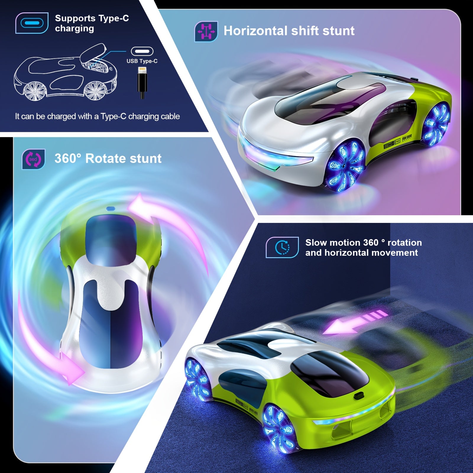 RC Drift Auto 2.4GHz | Gebarenbesturing, LED & Muziek