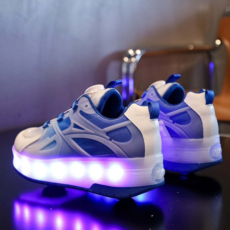 Sneakers met LED-licht | Glow-in-the-Dark Schoenen met USB & Wielen | Verstelbare Roller Schoenen voor Kinderen