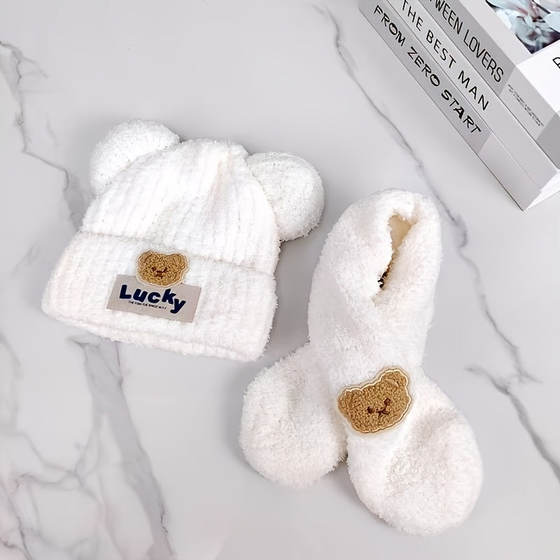 Baby Winter Sjaal Set | Herfst en Winter Dikke Warme Pluche Muts Met Oorbescherming