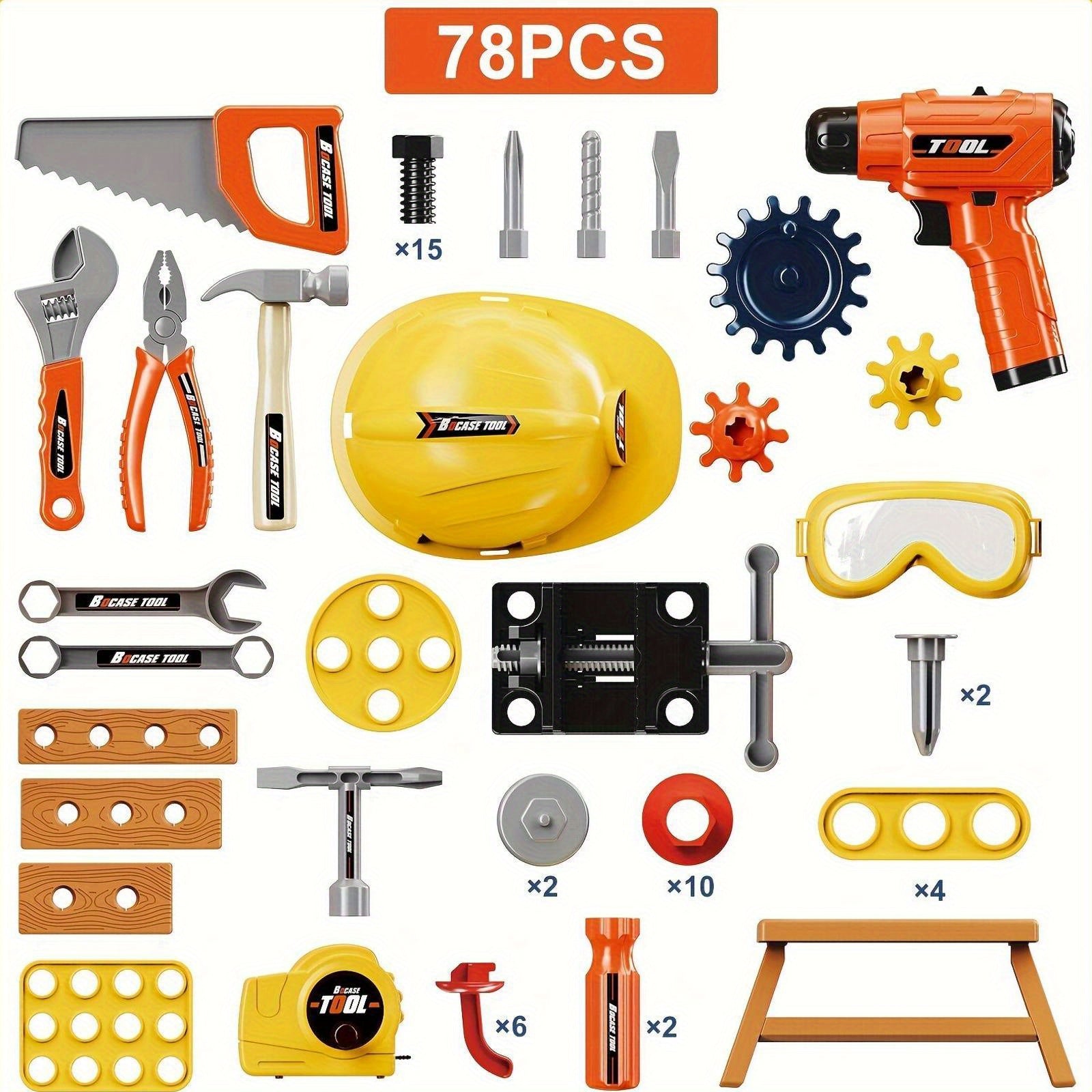 Kindergereedschapsset Transformeerbaar | Simulatie Reparatiebank – Educatief Cadeau voor Jongens & Meisjes 3+ Jaar