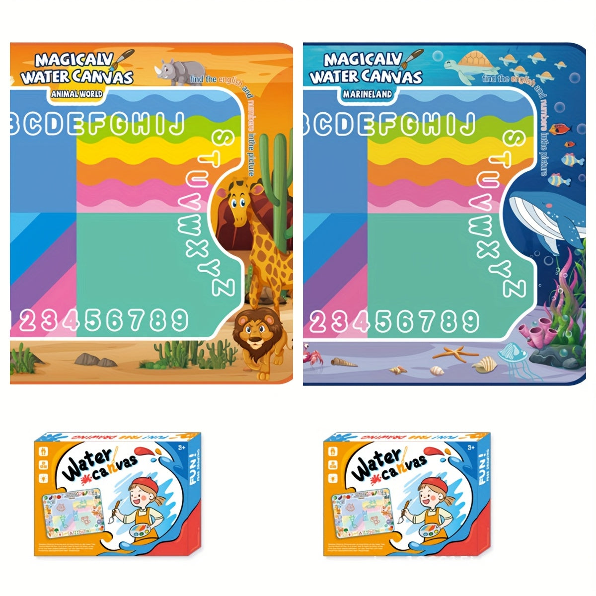 Grote Magische Water Tekenmat voor Kinderen vanaf 3 Jaar - Knoeivrij Herbruikbaar Speelgoed Kleed voor Peuters, Jongens en Meisjes - Educatieve Kleurmat 80x60cm