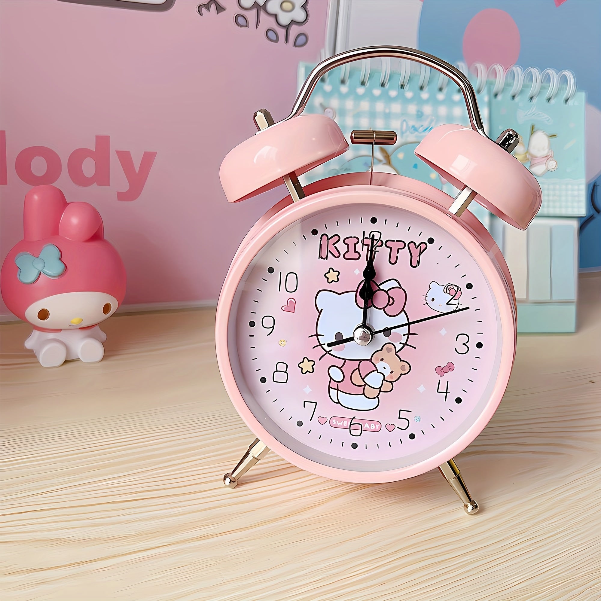 Réveil Matin Classique Hello Kitty pour Enfants et Filles - Horloge de Chevet Décorative avec Fonction Veilleuse - Cadeau Anniversaire Noël