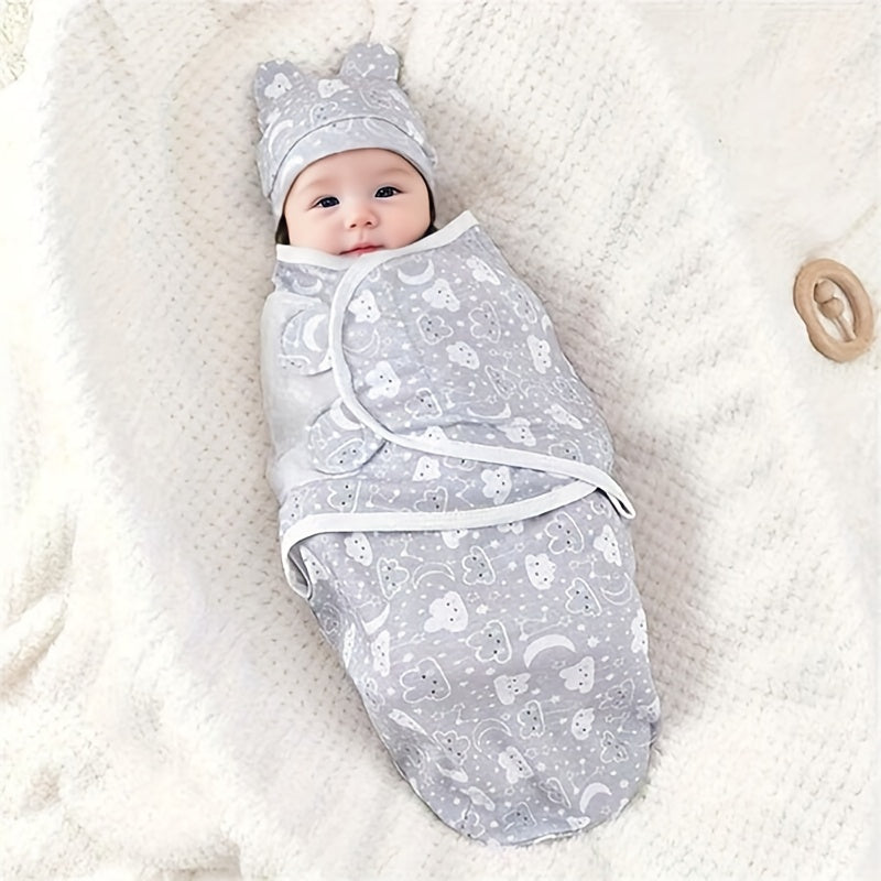 1 Set Schattige Cartoon Handdoek en Hoed Bundle | Zachte en Cozy Swaddle Dekens voor Baby’s van 0 tot 12 maanden