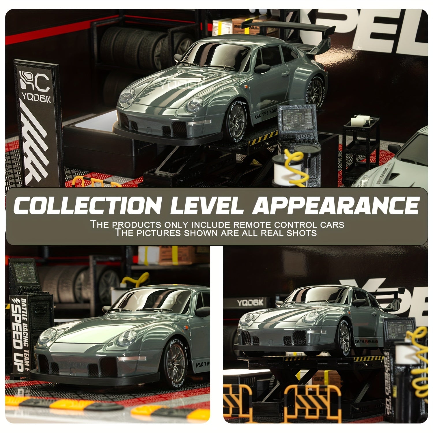 [1 stuk 2.4GHz 4WD RC Drift Auto] - 1:24 RC Drift Auto met Knipperende Lichten, 4WD Hoge-Snelheid Raceauto, Dual Tire Set voor Snelheid & Drift, Inclusief 500mAh Oplaadbare Batterij, USB Oplader, Kegels & Gereedschap