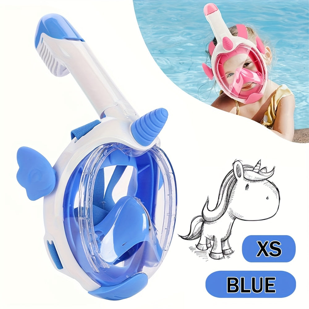 Full Face Snorkelmasker voor Kinderen - 180° Panoramisch Duikmasker met Cartoon Design voor Jongens en Meisjes - Zwem- en Duikbril Speelgoed