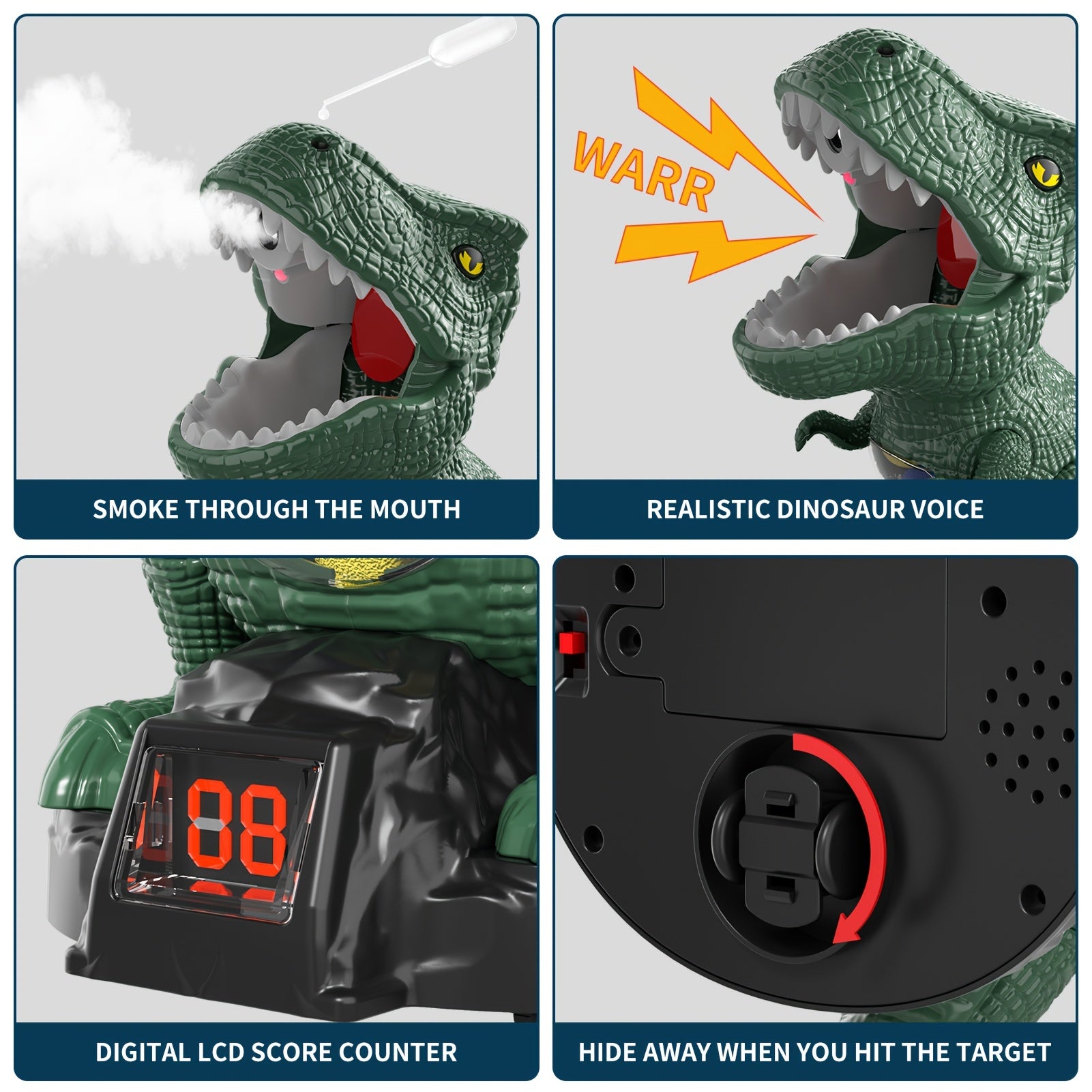 Dinosaurus Speelgoed Cadeau voor Buiten- en Binnen Spel voor Jongens van 3-6 Jaar, Verplaatsbare Dinosaurus Schietspel Speelgoed voor Kinderen van 3-6 Jaar, Perfect Kerstcadeau voor Jongens van 3-5, 4-6, 6-8, Halloween, Kerst Cadeau