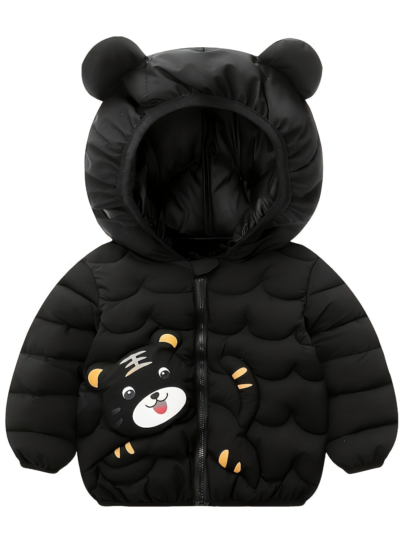 Kinderjas met tijgerkap | Gewatteerde jas met rits, warme jas voor baby’s en peuters herfst/winter