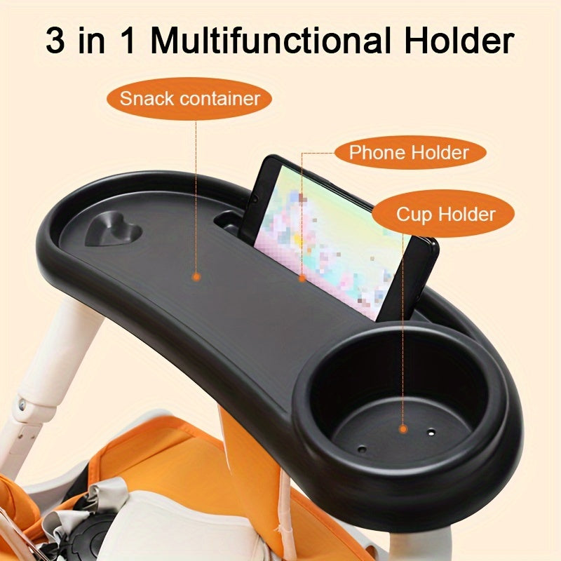 3-in-1 Kinderwagenbekerhouder | Universele Kinderwagenaccessoires met Telefoonhouder en Snacklade