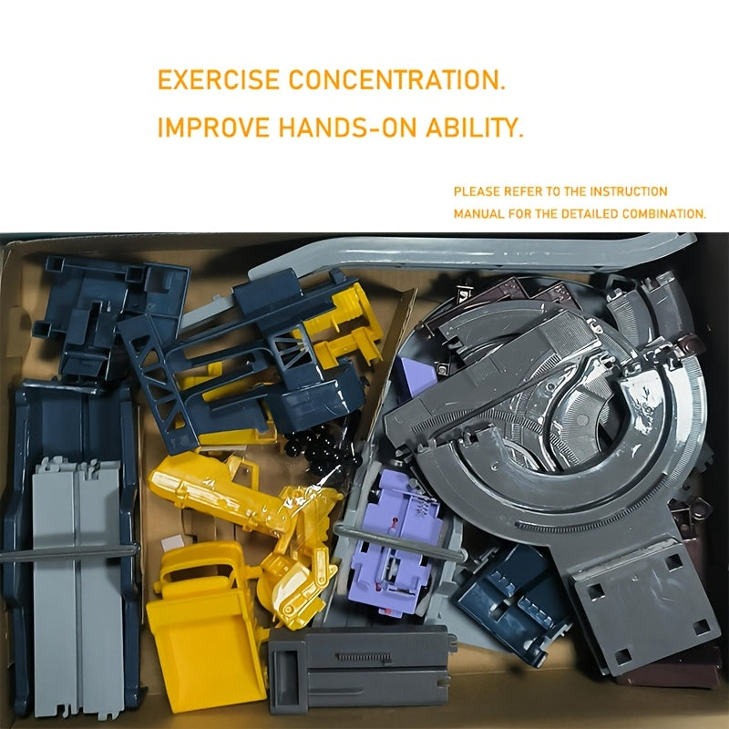 Constructie Avontuur Treinset | Elektrisch Voertuig op Inertiespoor, Geschikt voor Kinderen 3+