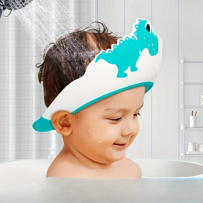 Douchkap met Dino Ontwerp, Plastic Waterdichte Shampoo Barrière, Niet Lekken, Comfortabele Pasvorm met Oorbescherming voor Kinderen tot 6 Jaar