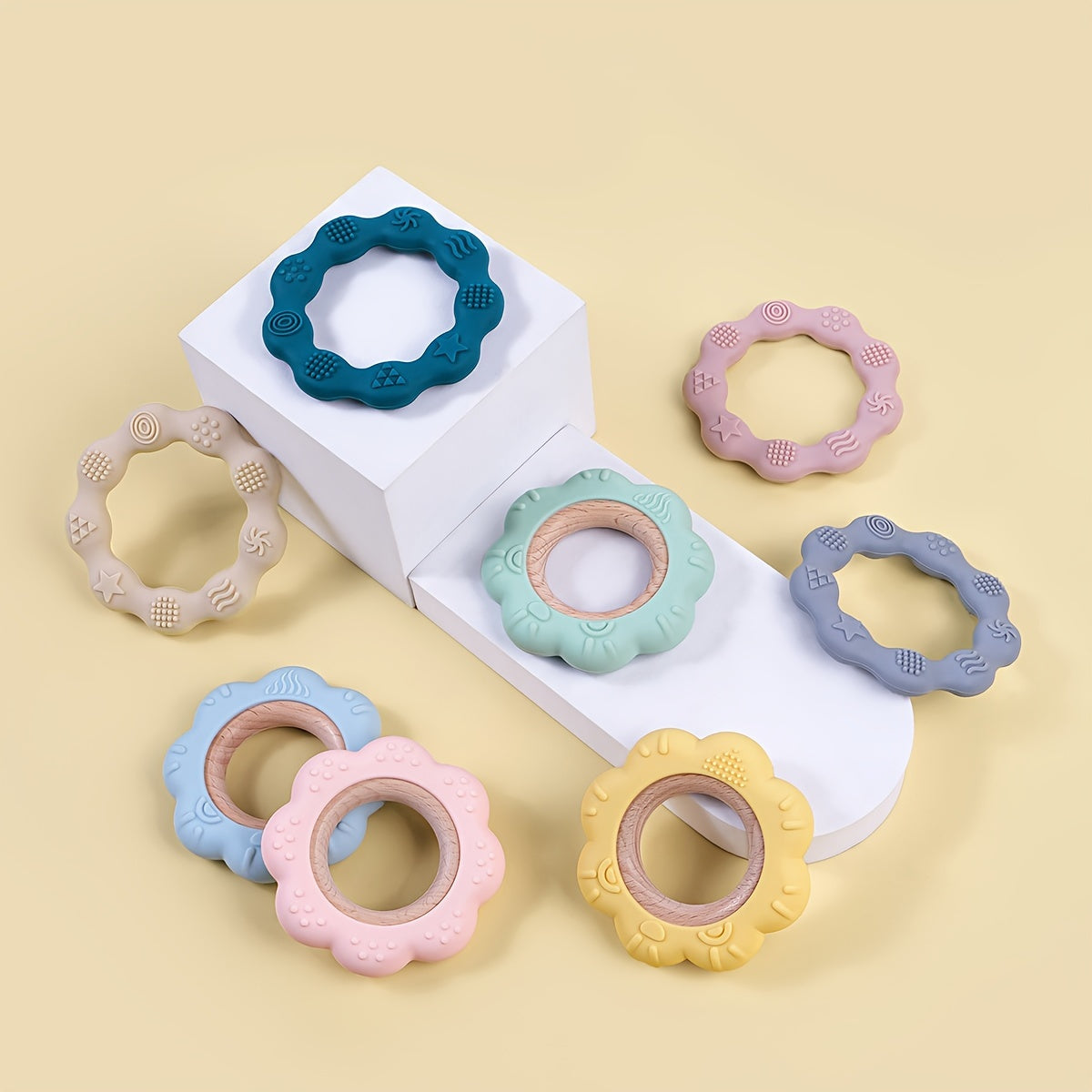 Siliconen Bijtring Ring | BPA Vrije Zachte en Getextureerde Bijtspeeltjes voor Baby’s 0 tot 2 Jaar
