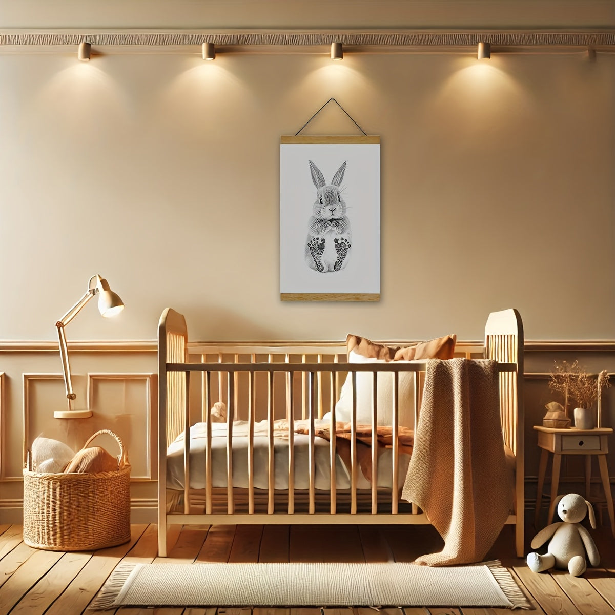 Kit Souvenir d'Empreintes de Bébé à Faire Soi-même - Cadre Bois et Boîte Cadeau pour Annonce de Naissance et Décoration de Chambre