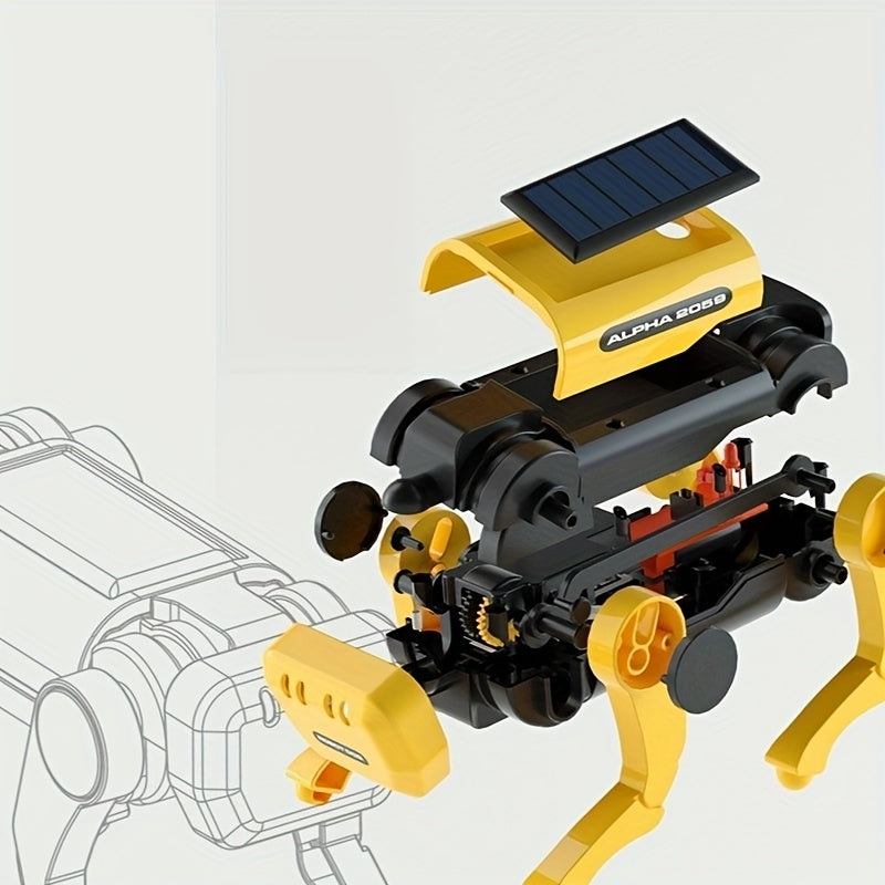 Robot Kit Dieren om te bouwen - Gele Interactieve Hond en Kat | Programmeerbaar Mechanisch Speelgoed voor Kinderen & Volwassenen | Vaderdag Cadeau