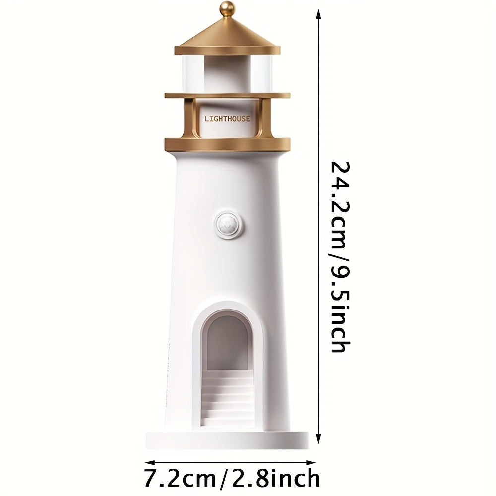 Vuurtoren nachtlamp | USB oplaadbaar met maanprojectie