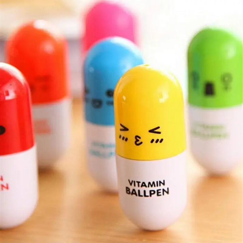 Novelty Vitamin Balpen | Inklapbare Cartoon Expressie Pen | Grappig Schrijfcadeau