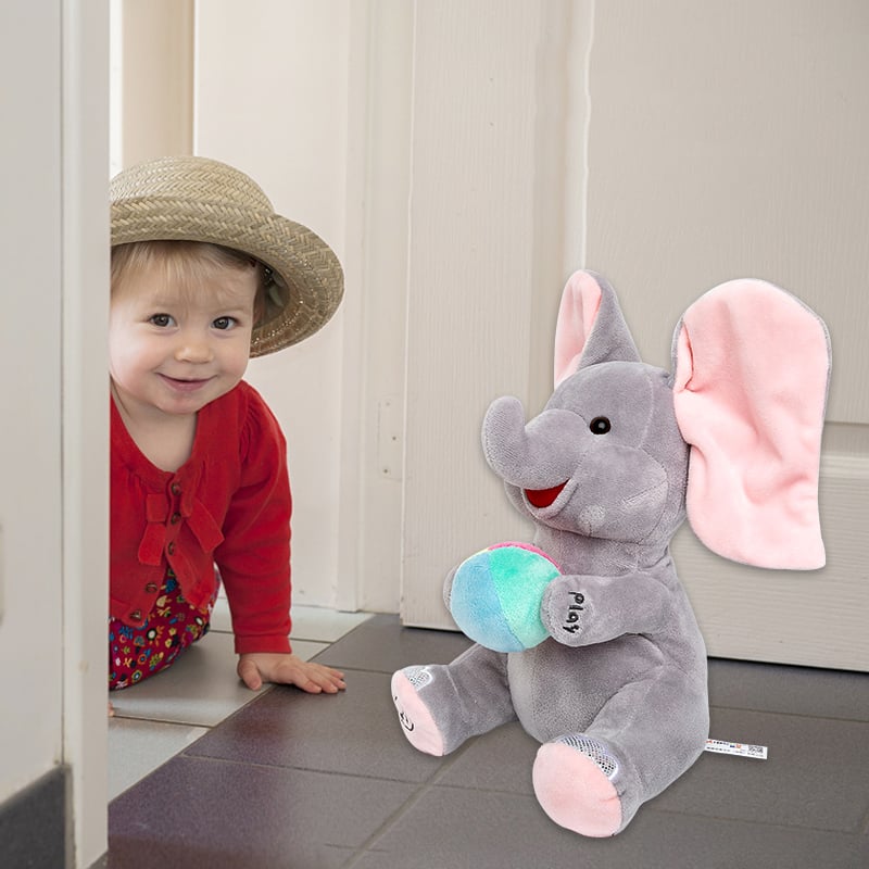 PeekPal Muzikale Olifant – Interactieve knuffel met geluid en aanraking functies