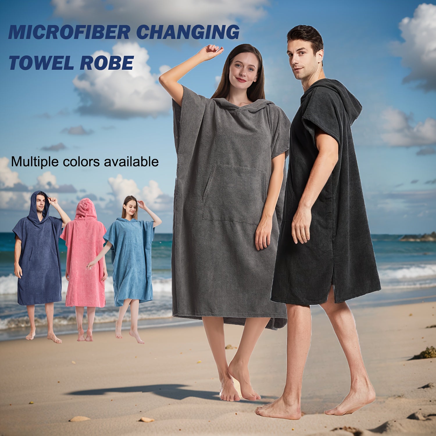 Microfiber Zwem Poncho Towel Robe met Kap | Sneldrogend, Super Absorberend, Warm en Lichtgewicht