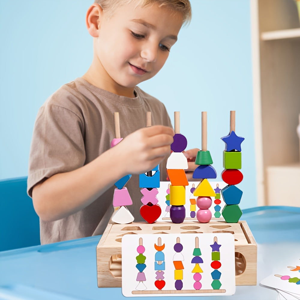 58-delige Regenboog Kralenset | Educatief Stapelspel voor Kinderen (3+ Jaar)