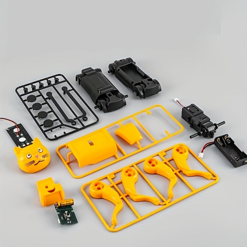 Robot Kit Dieren om te bouwen - Gele Interactieve Hond en Kat | Programmeerbaar Mechanisch Speelgoed voor Kinderen & Volwassenen | Vaderdag Cadeau