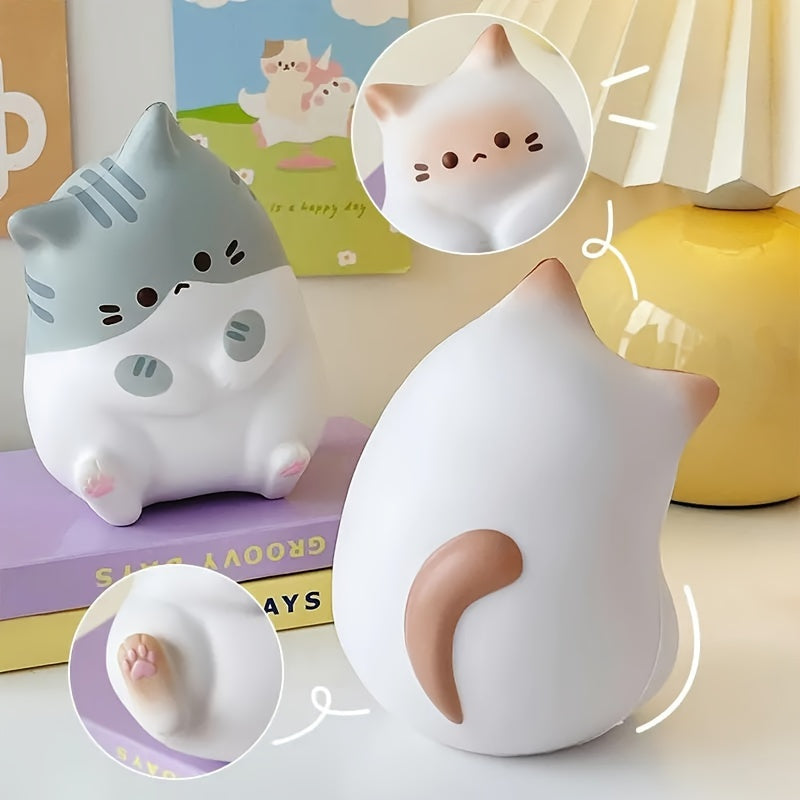 Cartoon Kat Knijp Speelgoed | Zacht PU Fidget Speelgoed met Langzame Terugkaatsing en Gemengde Kleuren voor Kinderen en Volwassenen