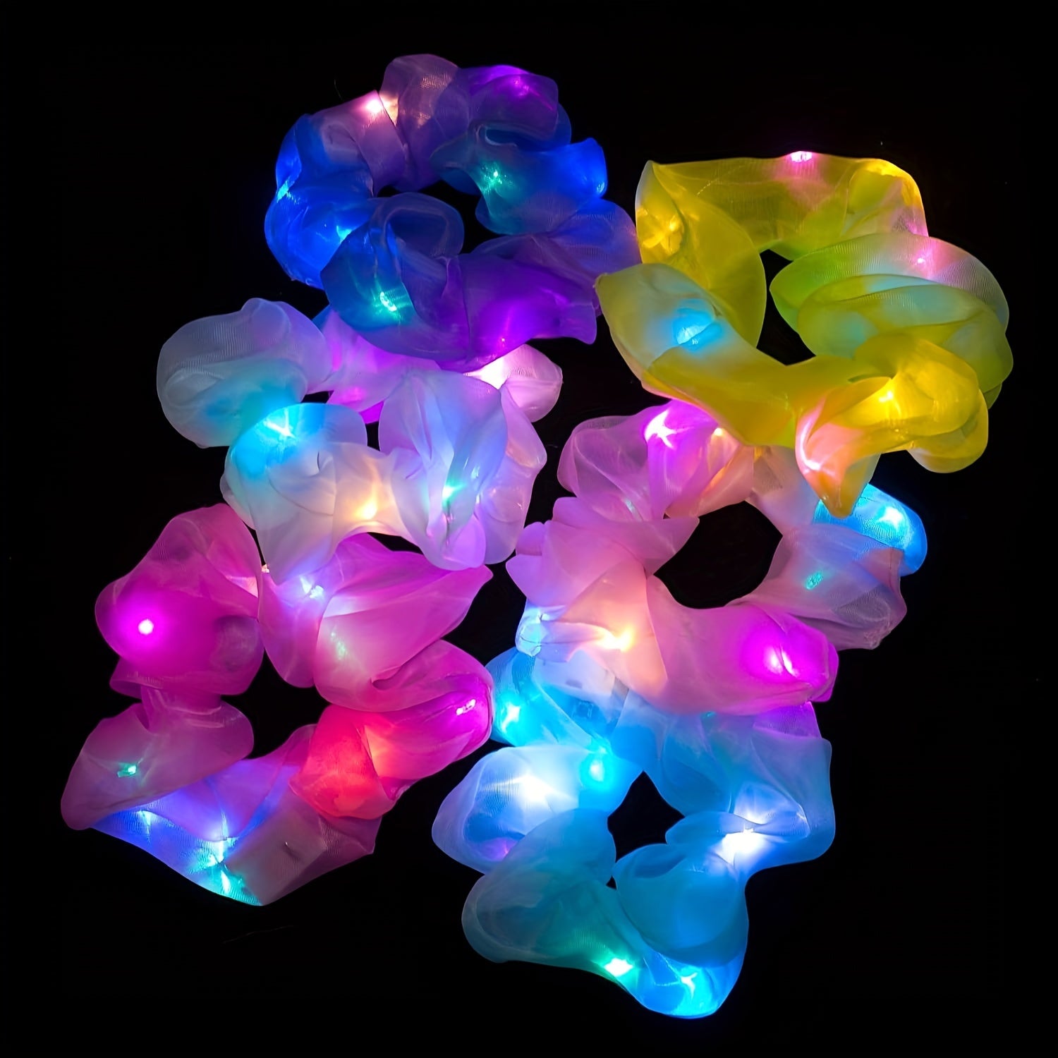 6 Stuks LED Scrunchies voor Vrouwen | LED Glow Scrunchies voor Meisjes | Meerdere Lichtmodi | Gloeiende Haarelastiekjes voor Kerst en Feesten