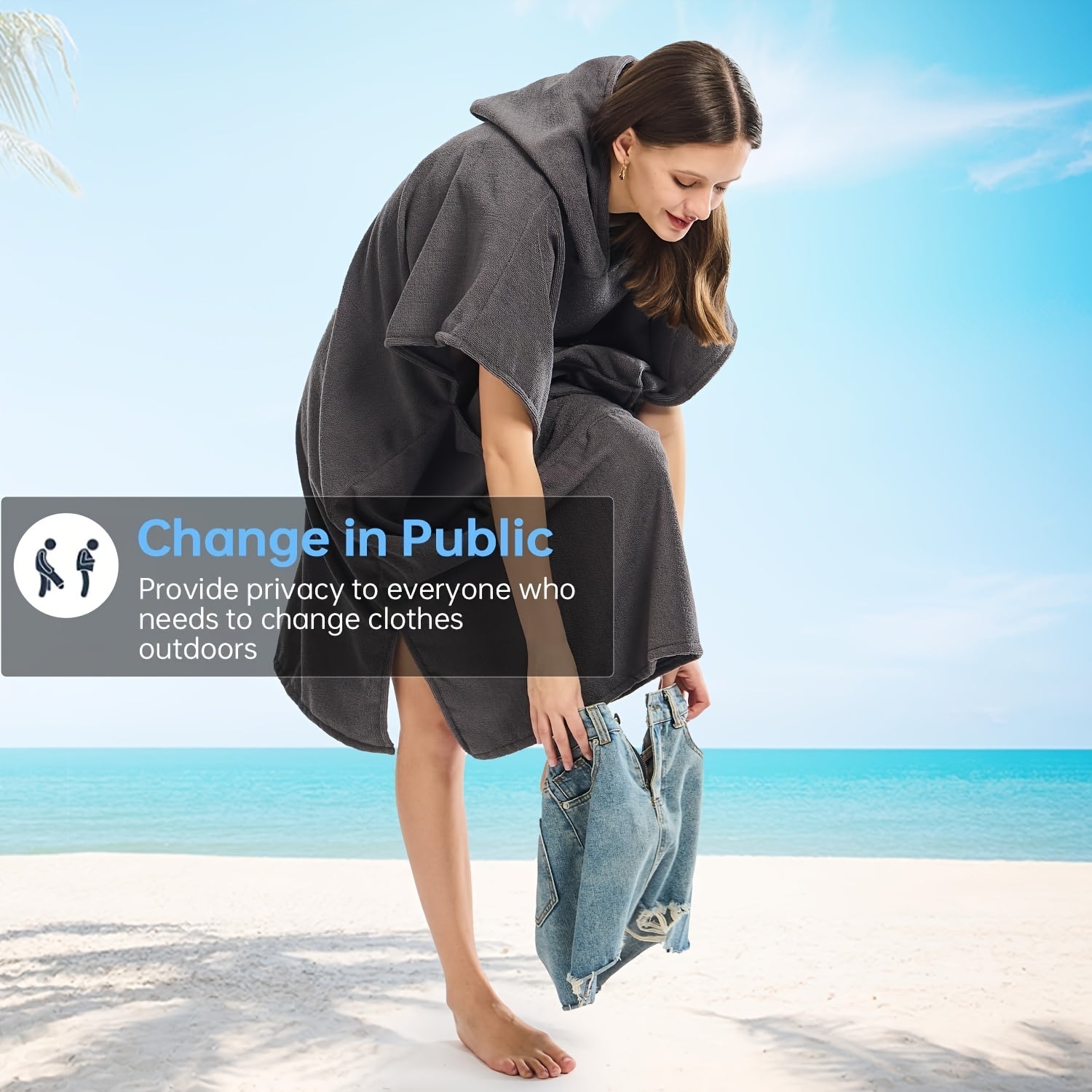 Microfiber Zwem Poncho Towel Robe met Kap | Sneldrogend, Super Absorberend, Warm en Lichtgewicht