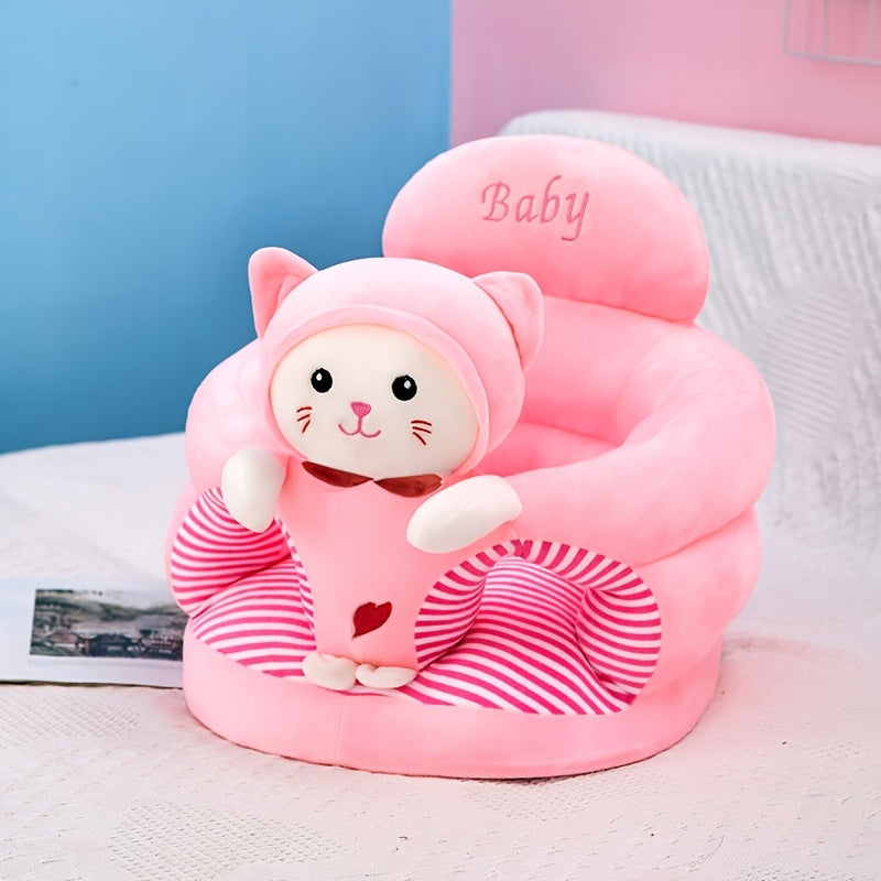 Zachte Pluche Kinderstoel voor Baby en Peuter - Groene Kinderfauteuil met Rugsteun voor Jongens en Meisjes - Comfortabel Babyzitje om te Leren Zitten