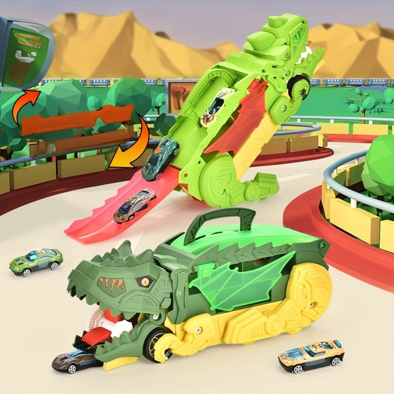 Dinosaurus Truck Speelset | T-Rex Auto Eet Speelgoed met 6 Mini Auto's | Metaal en Kunststof | Verjaardag, Halloween of Kerstcadeau