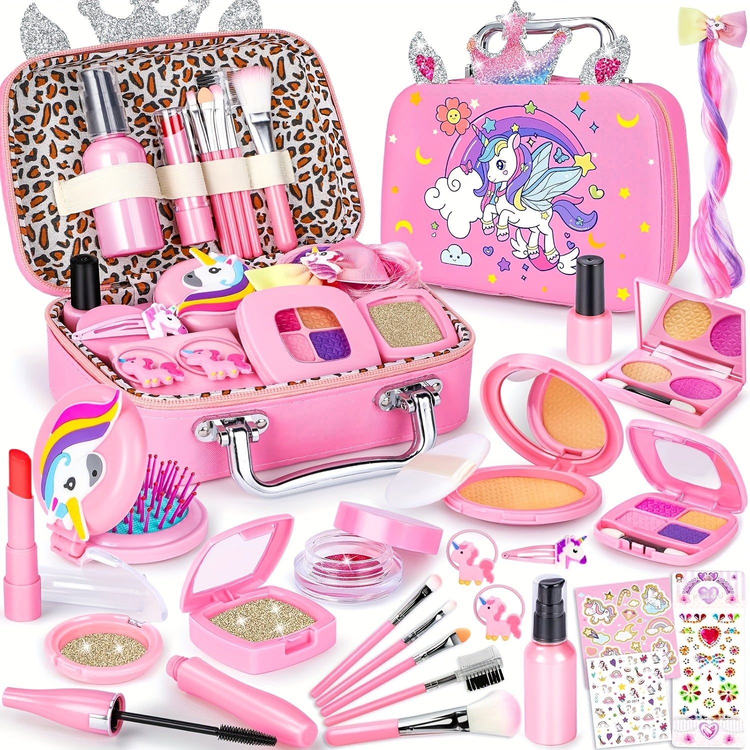 Make-up Set voor Kinderen - Afwasbare Make-up met Eenhoorn Tas - Voor Meisjes van 3 tot 12 Jaar - Ideaal voor Rollenspel & Verjaardags- of Kerstcadeaus
