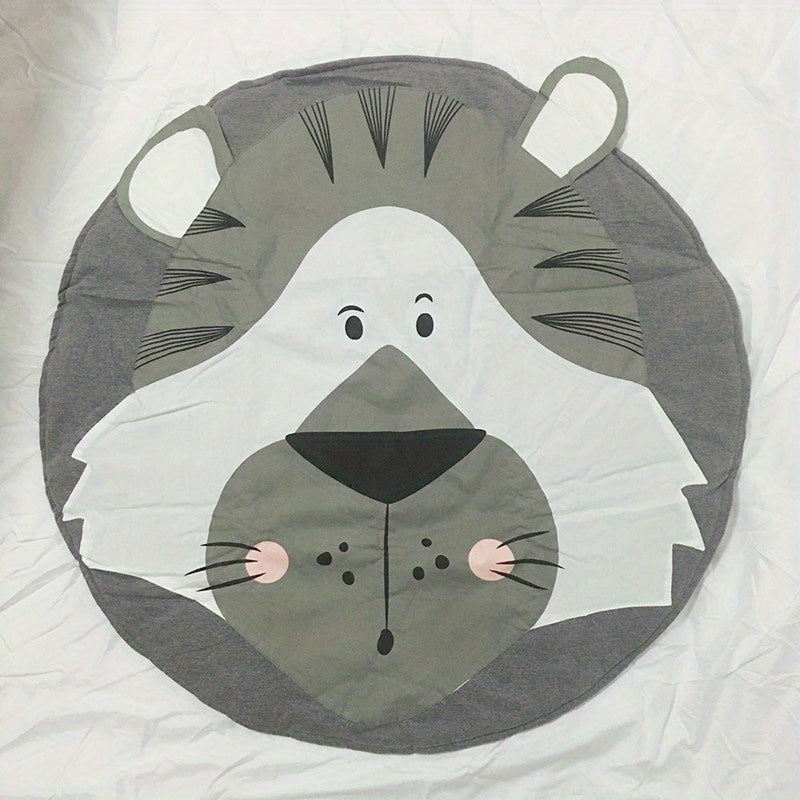 3D dierenvormige ronde kruipmat | Babykleed met verdikte katoenen voering, afneembaar met rits, perfect voor kinderkamerdecoratie