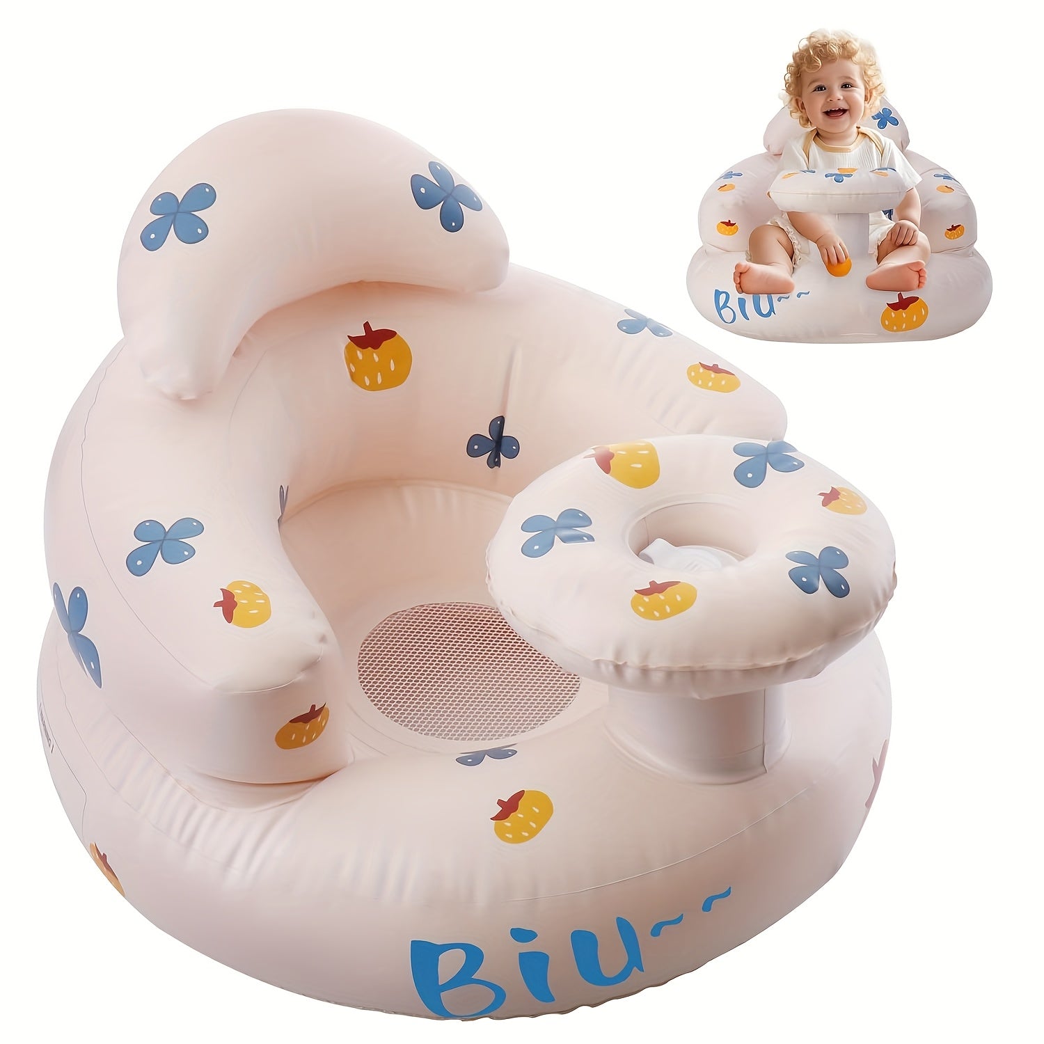 Baby oefenstoel opblaasbaar | PVC wit kinderstoel