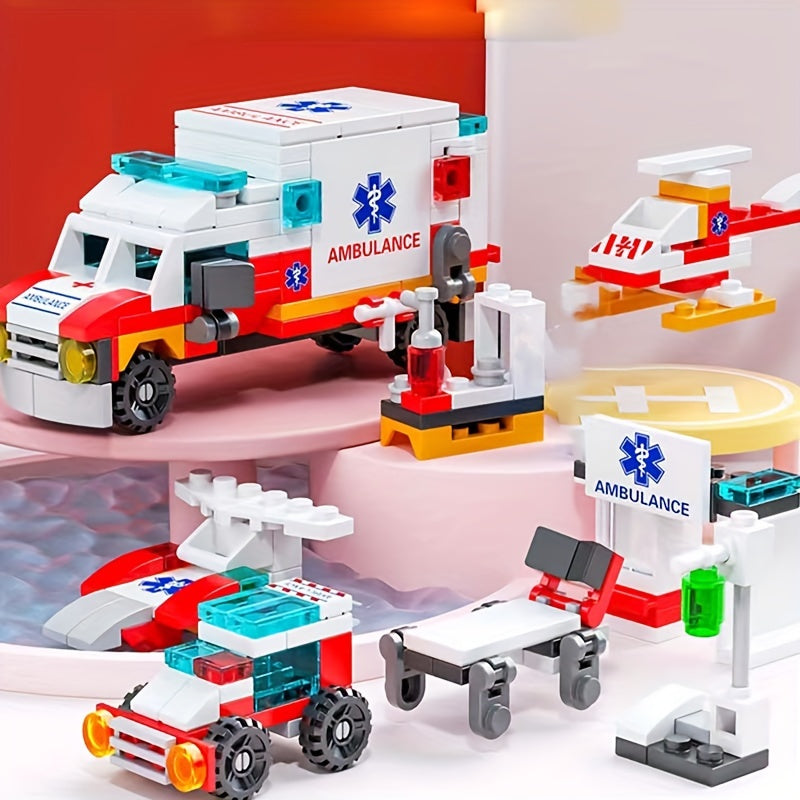 6-in-1 Ambulance Bouwstenen Set | DIY Auto Bouwset, Educatief Speelgoed voor Kinderen, Verjaardag & Feestcadeau