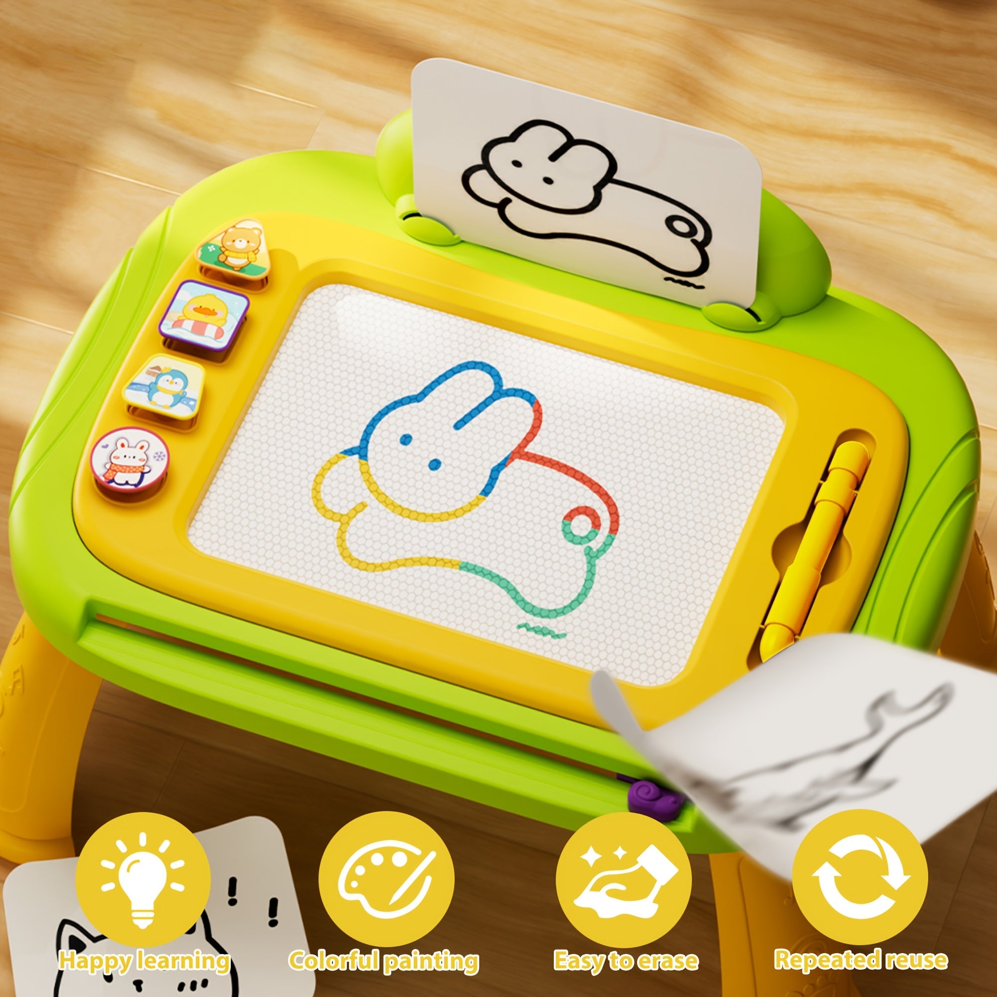 Magnetisch Tekenbord voor Kinderen | Kleurrijk Wisbaar Krabbelbord vanaf 3 Jaar