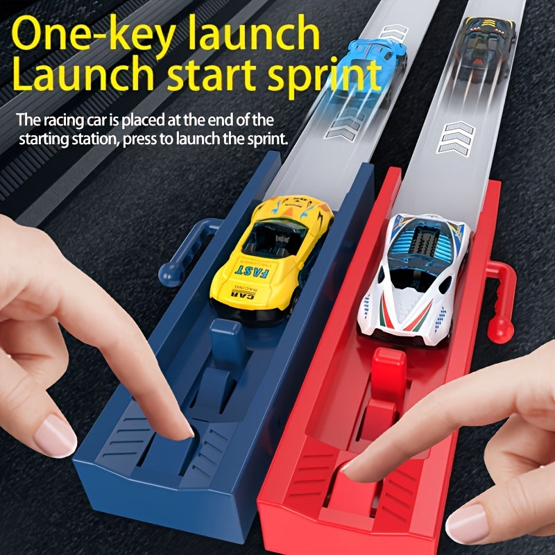 Racebaan Speelset voor Kinderen met 2 Banen en 4 Auto's - Educatief Bouwpakket en Interactief Spel voor Jongens en Meisjes - Perfect Verjaardagscadeau