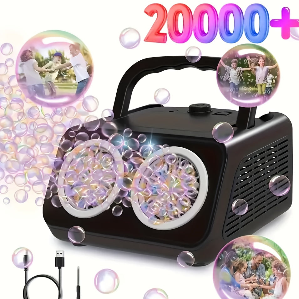 Automatische Bellenmachine met Dubbele Ventilator – Meer dan 20.000 Bubbels per Minuut | Elektrische Bubbelmachine voor Kinderen & Peuters, Werkt op Batterij of Stekker, Inclusief 10x Bubbeloplossing